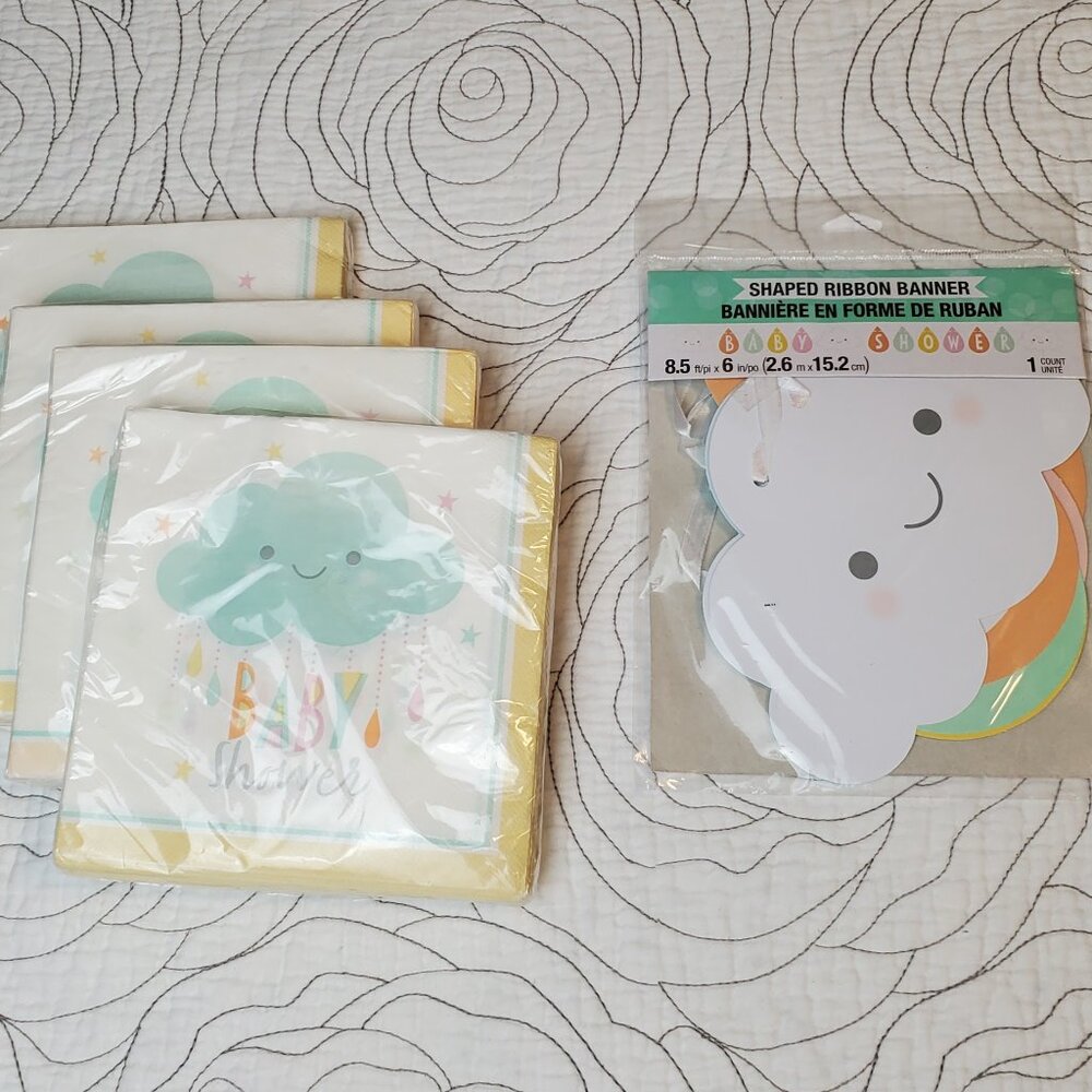 Lot of Cloud Themed Baby Shower Decor